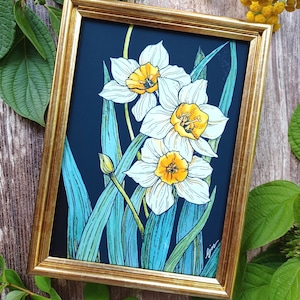 Daffodil Wall Art/ Flower Art Print/ 5x7 Print