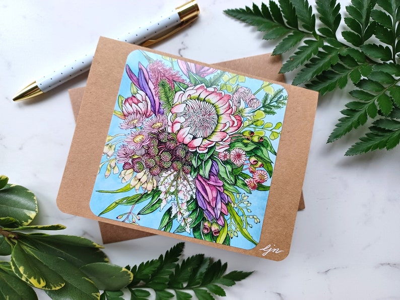 Floral Bouquet Notecard Set / Watercolor Flowers Card Set / Blank ...