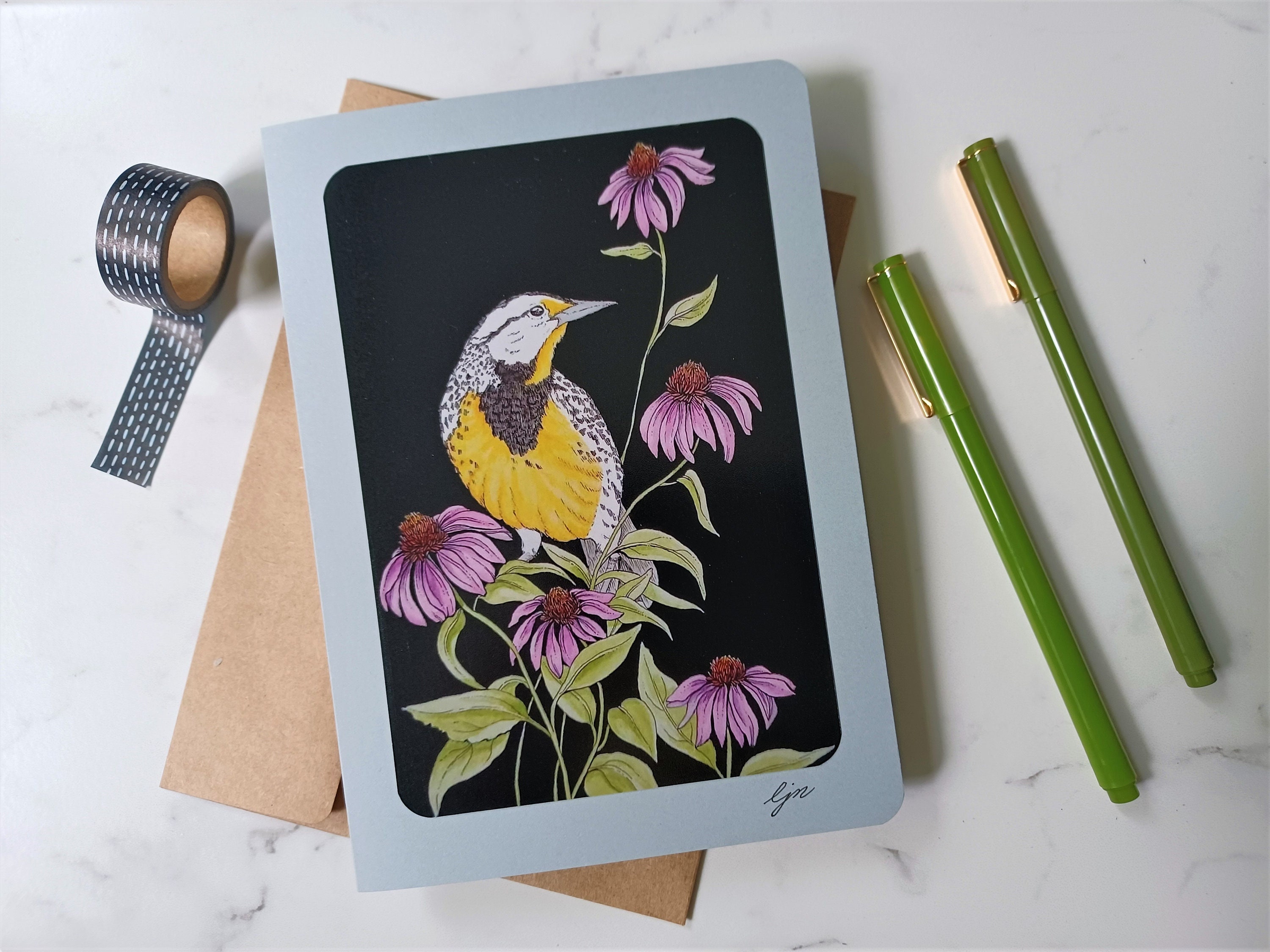 Nature Card Set / 5x7 Blank Cards / Birds & Butterflies Art Cards / Set ...