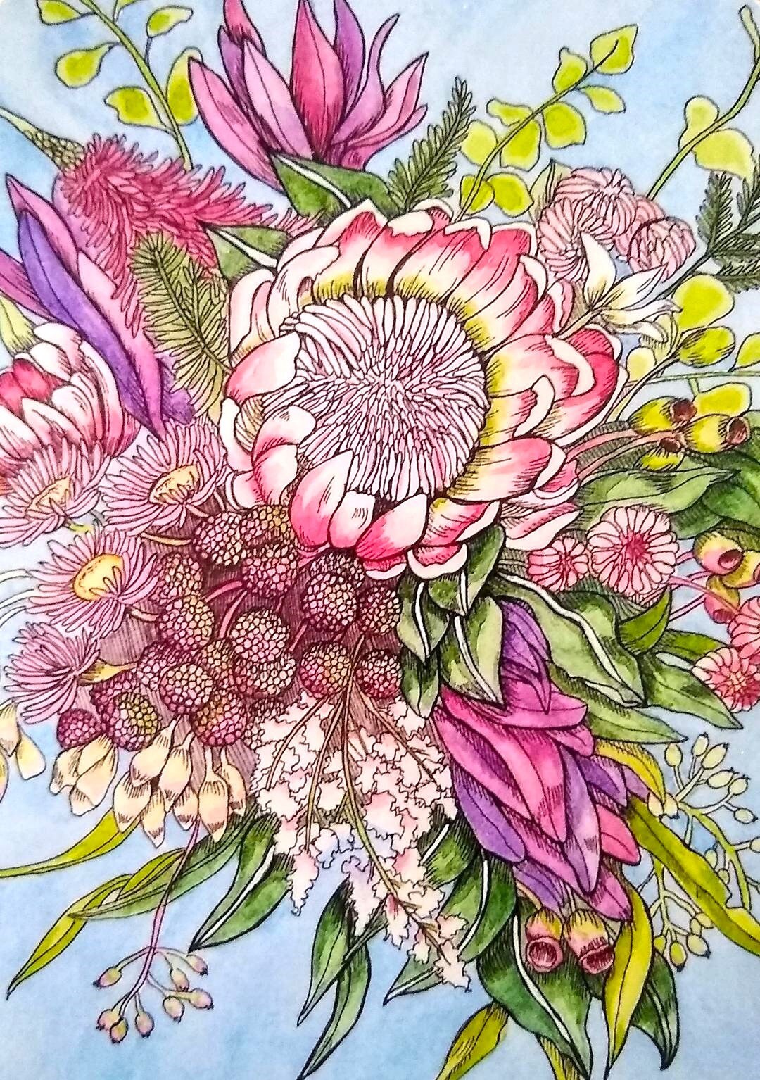 Floral Bouquet Card/ Watercolor Flowers Greeting Card/ 5x7 Blank Card ...