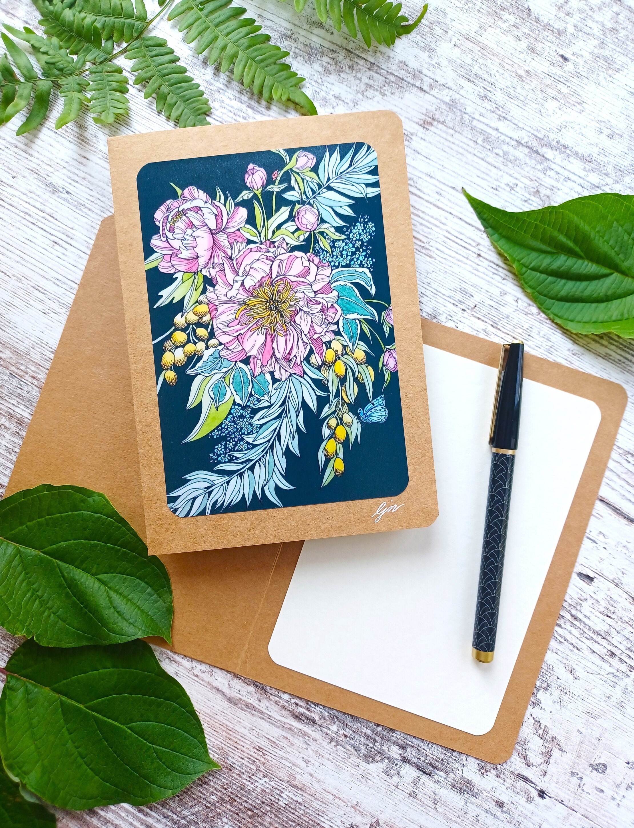 Floral Painting Blank Card/ Watercolor Flowers Art Card/ 5x7 Card - Etsy