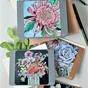 Flowers Notecard Set / Watercolor Floral Card Set / Blank Card Set - Etsy