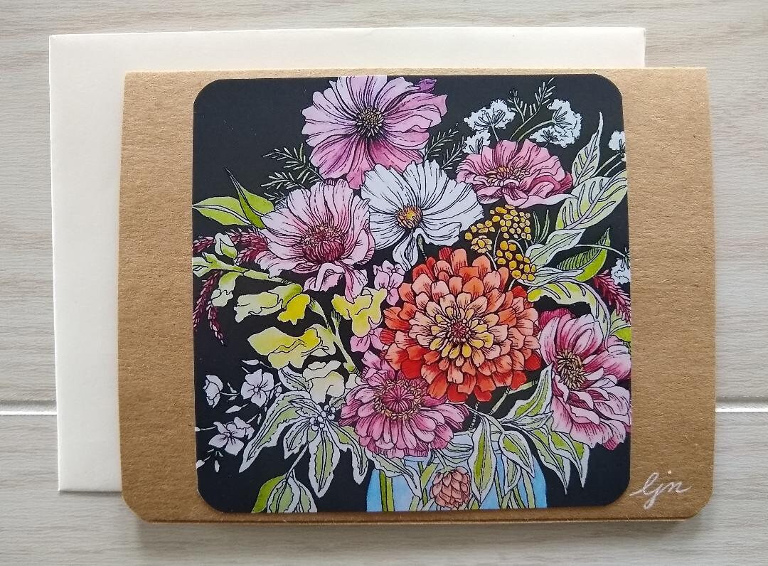 Flowers Butterflies & Moths Notecard Set / Butterfly Floral Art Cards ...