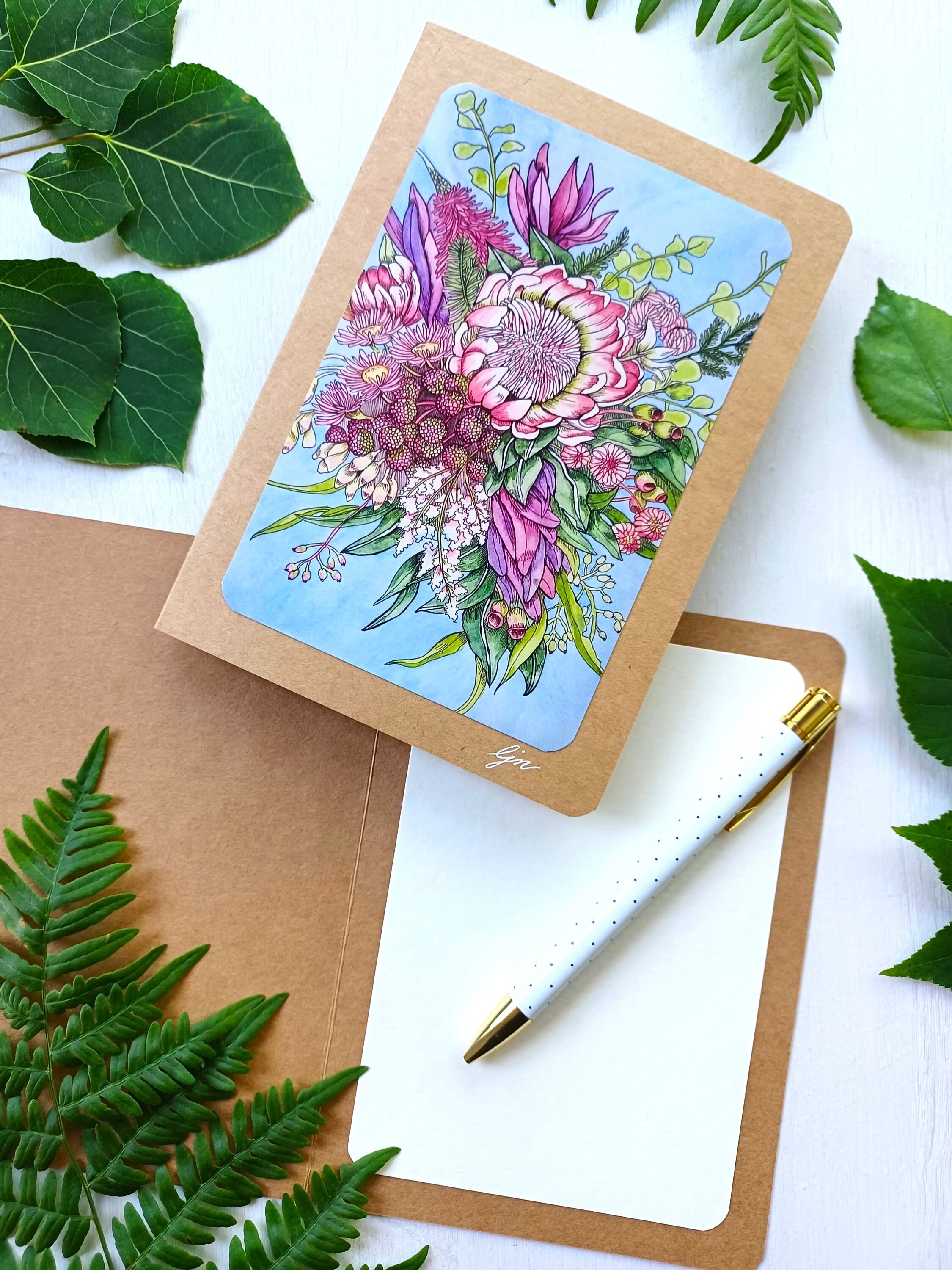 Floral Bouquet Card/ Watercolor Flowers Greeting Card/ 5x7 Blank Card ...