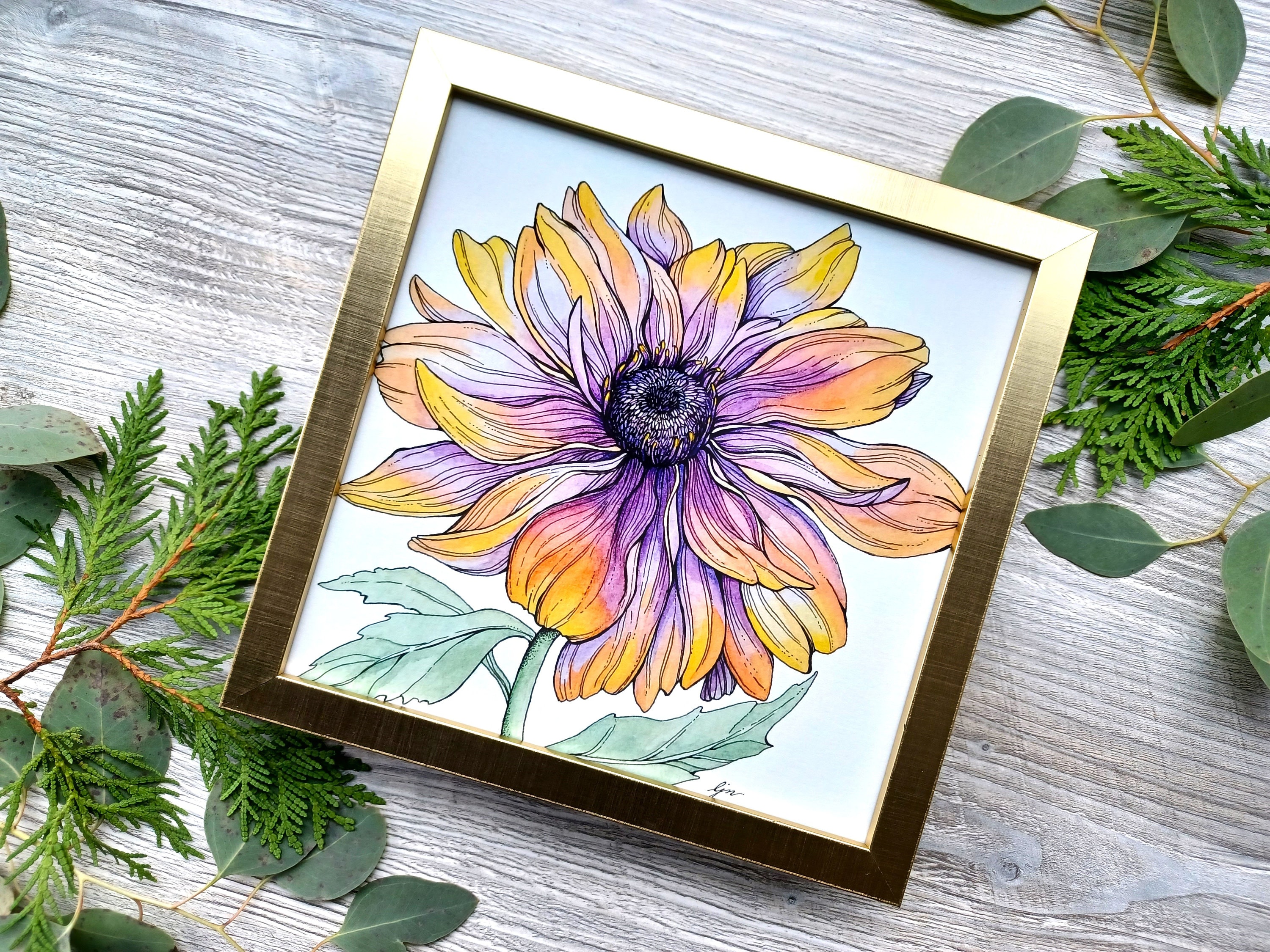 Daisy Art Print 8x8 Flower Wall Art Watercolor Floral - Etsy
