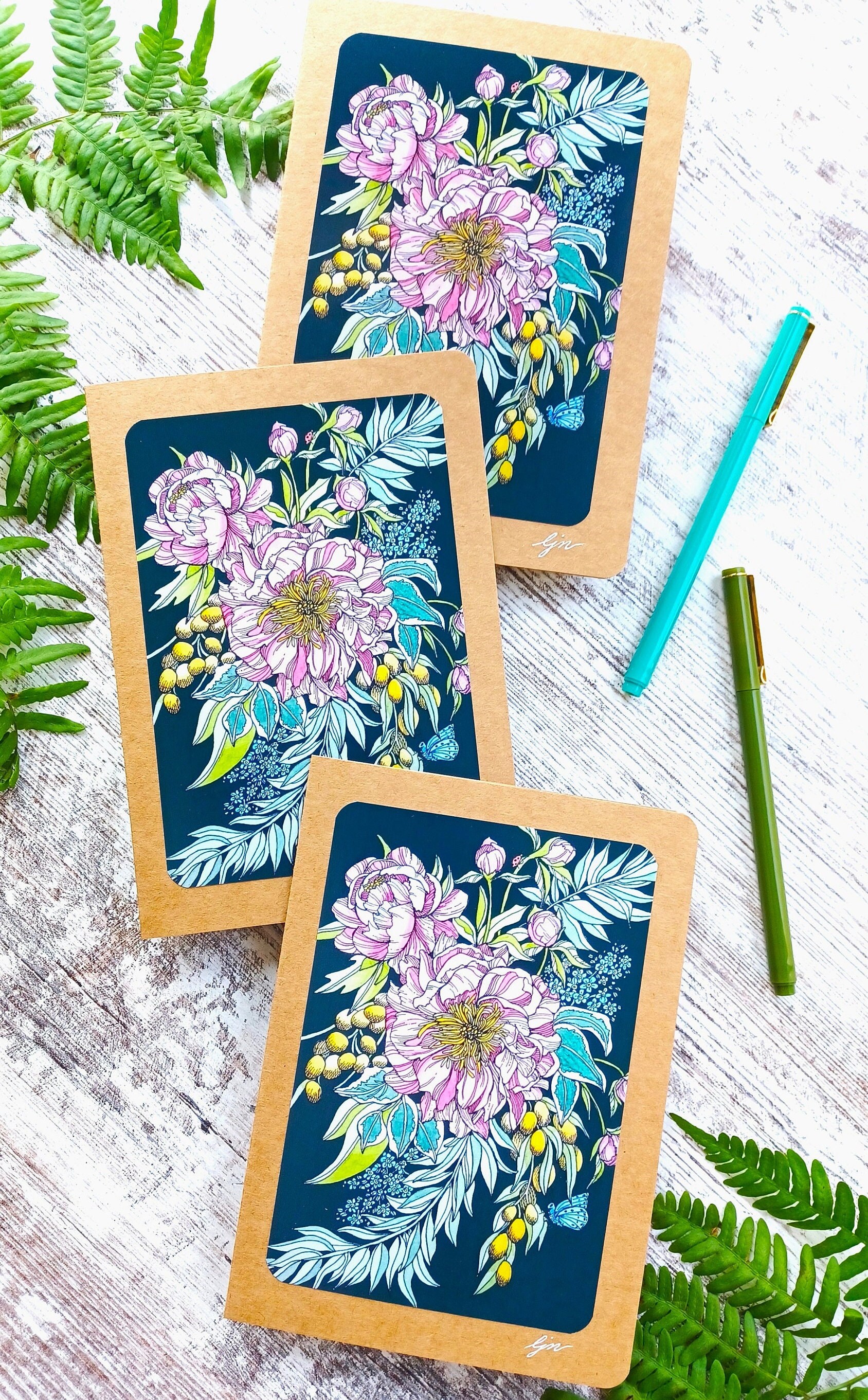Floral Painting Blank Card/ Watercolor Flowers Art Card/ 5x7 Card - Etsy