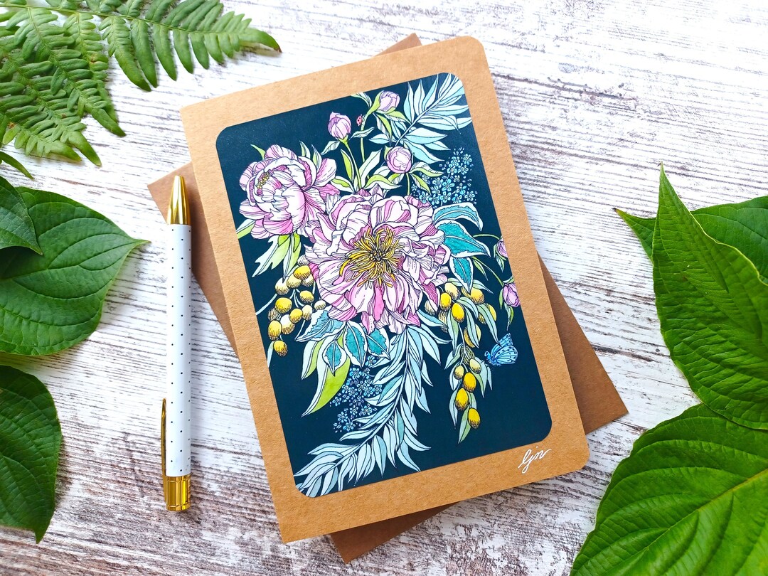 Floral Painting Blank Card/ Watercolor Flowers Art Card/ 5x7 Card - Etsy