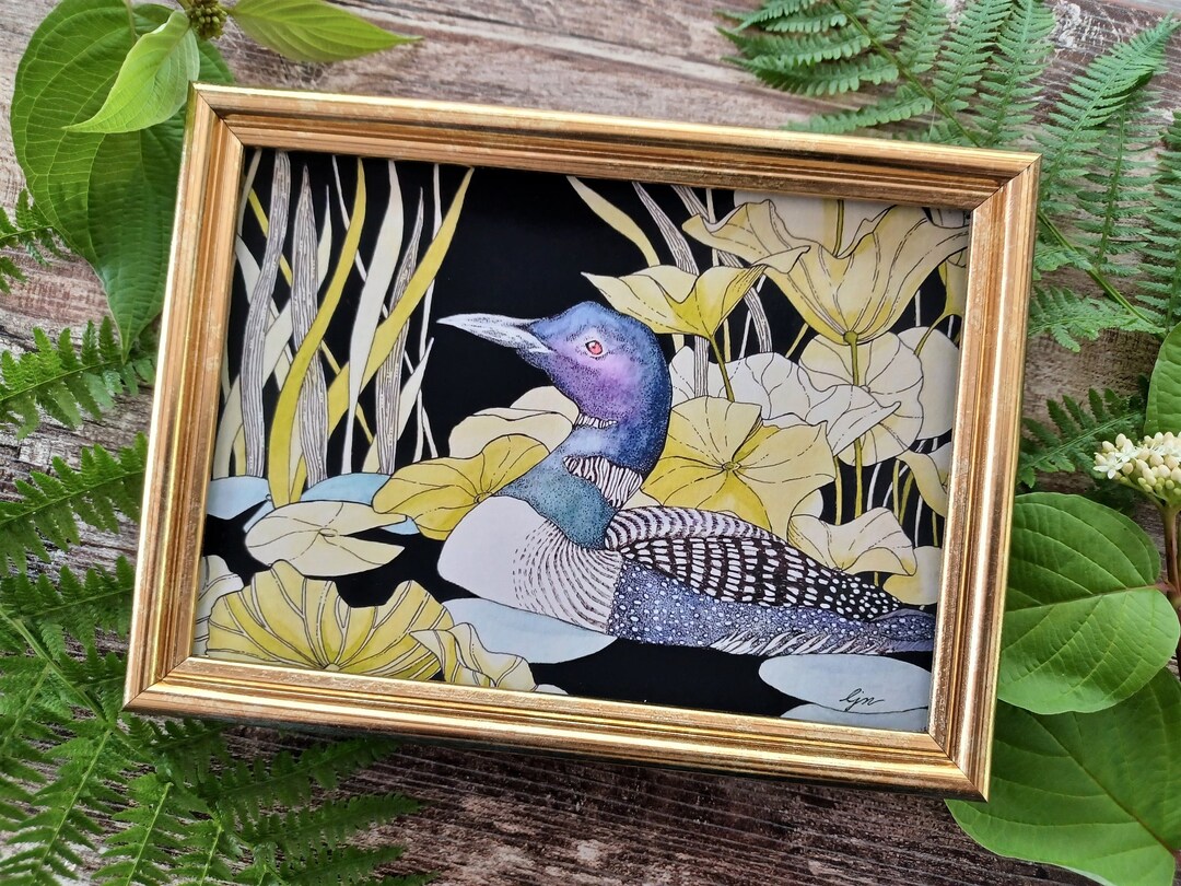 Loon Art Print/ Common Loon Painting/ 5x7 Bird Wall Art - Etsy