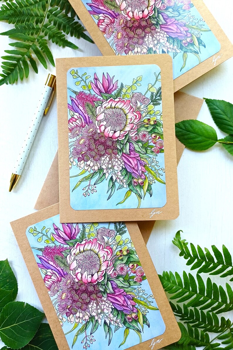 Floral Bouquet Card/ Watercolor Flowers Greeting Card/ 5x7 Blank Card ...