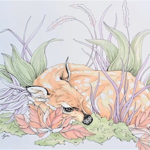 Fawn Art   /  Watercolor Deer   /   8x10 Art Print  /  Deer Wall Art  /  Woodland Animal Print  /  Fawn Illustration