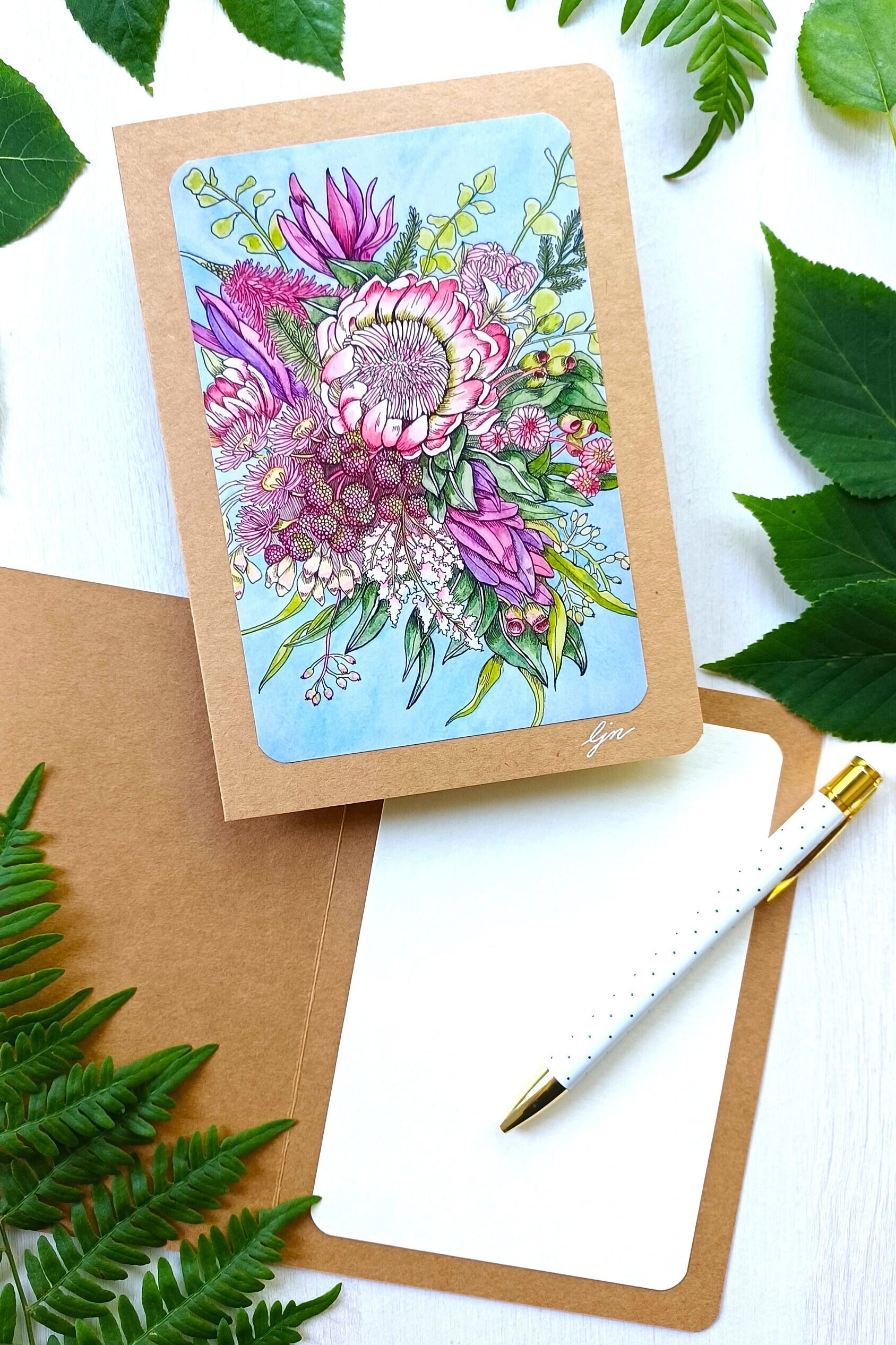 Floral Bouquet Card/ Watercolor Flowers Greeting Card/ 5x7 Blank Card ...
