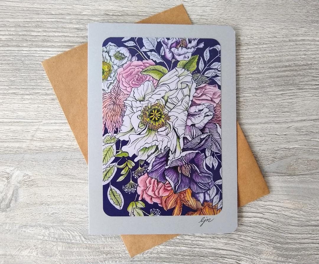 Floral Card Set / 5x7 Blank Card Set / Variety Watercolor Flowers Card ...