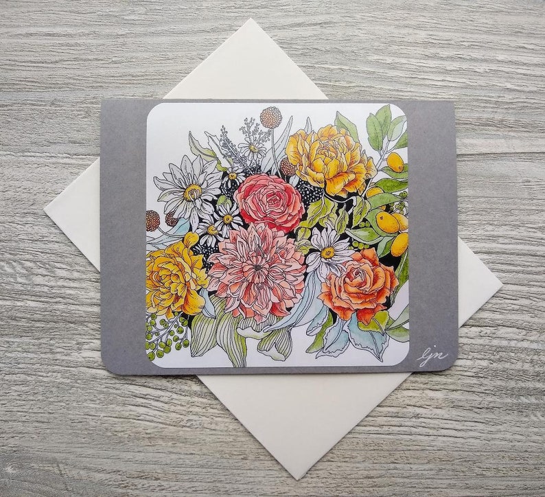 Floral Notecard Set / Watercolor Flowers Blank Cards / Set of 5 ...