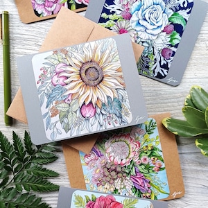 Floral Bouquet Notecard Set / Watercolor Flowers Card Set / Blank ...