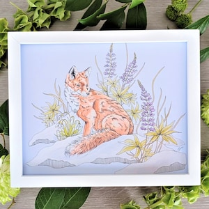 Fox Art Print  /  8x10 Fox Print  /  Woodland Animal Wall Art  /  Watercolor Fox