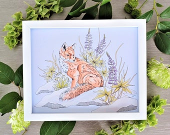 Fox Art Print  /  8x10 Fox Print  /  Woodland Animal Wall Art  /  Watercolor Fox
