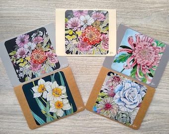 Flowers Notecard Set /  Watercolor Floral Card Set / Blank Card Set