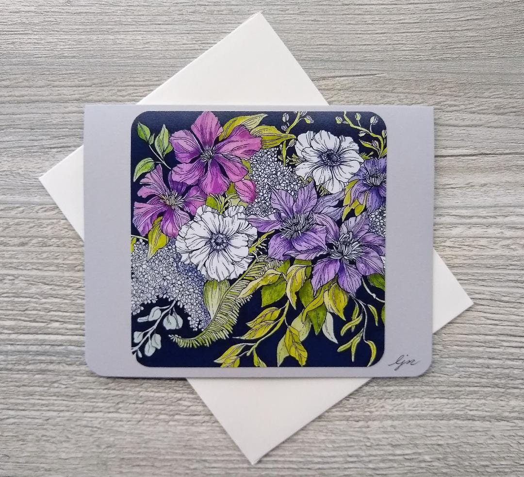 Floral Notecard Set / Watercolor Flowers Blank Cards / Set of 5 ...