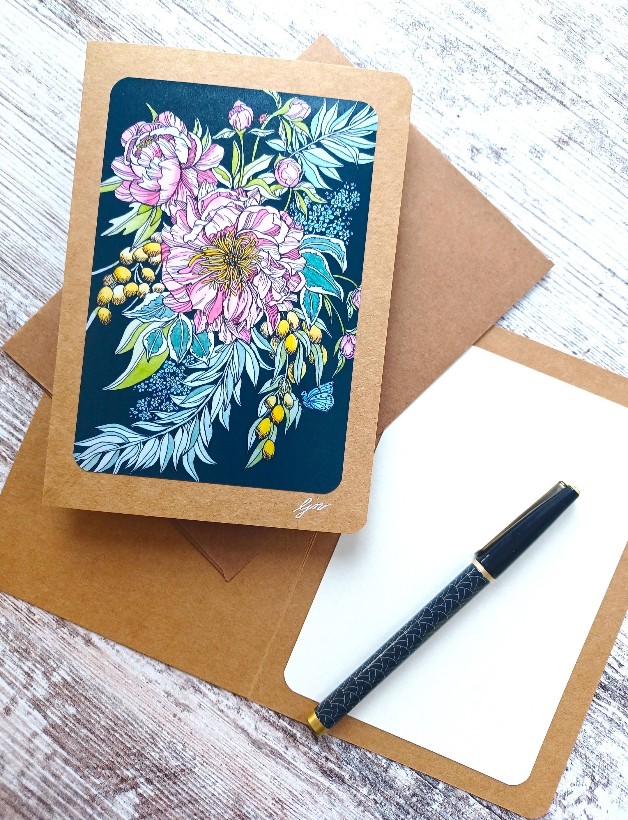 Floral Painting Blank Card/ Watercolor Flowers Art Card/ 5x7 Card - Etsy