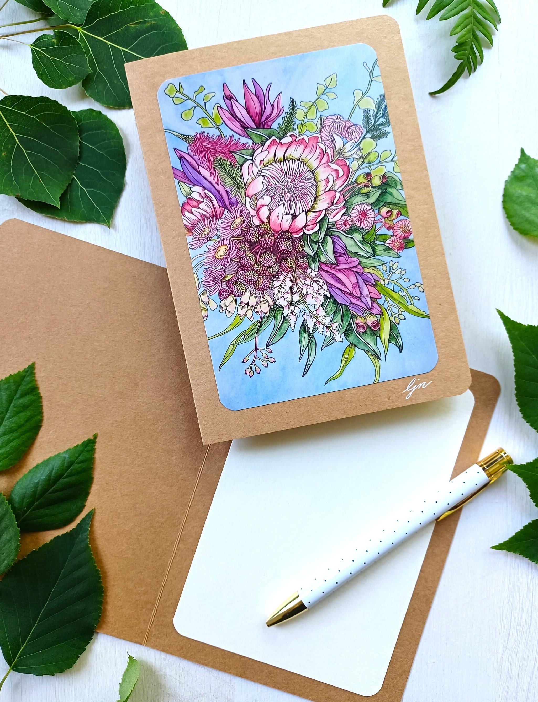 Floral Bouquet Card/ Watercolor Flowers Greeting Card/ 5x7 Blank Card ...