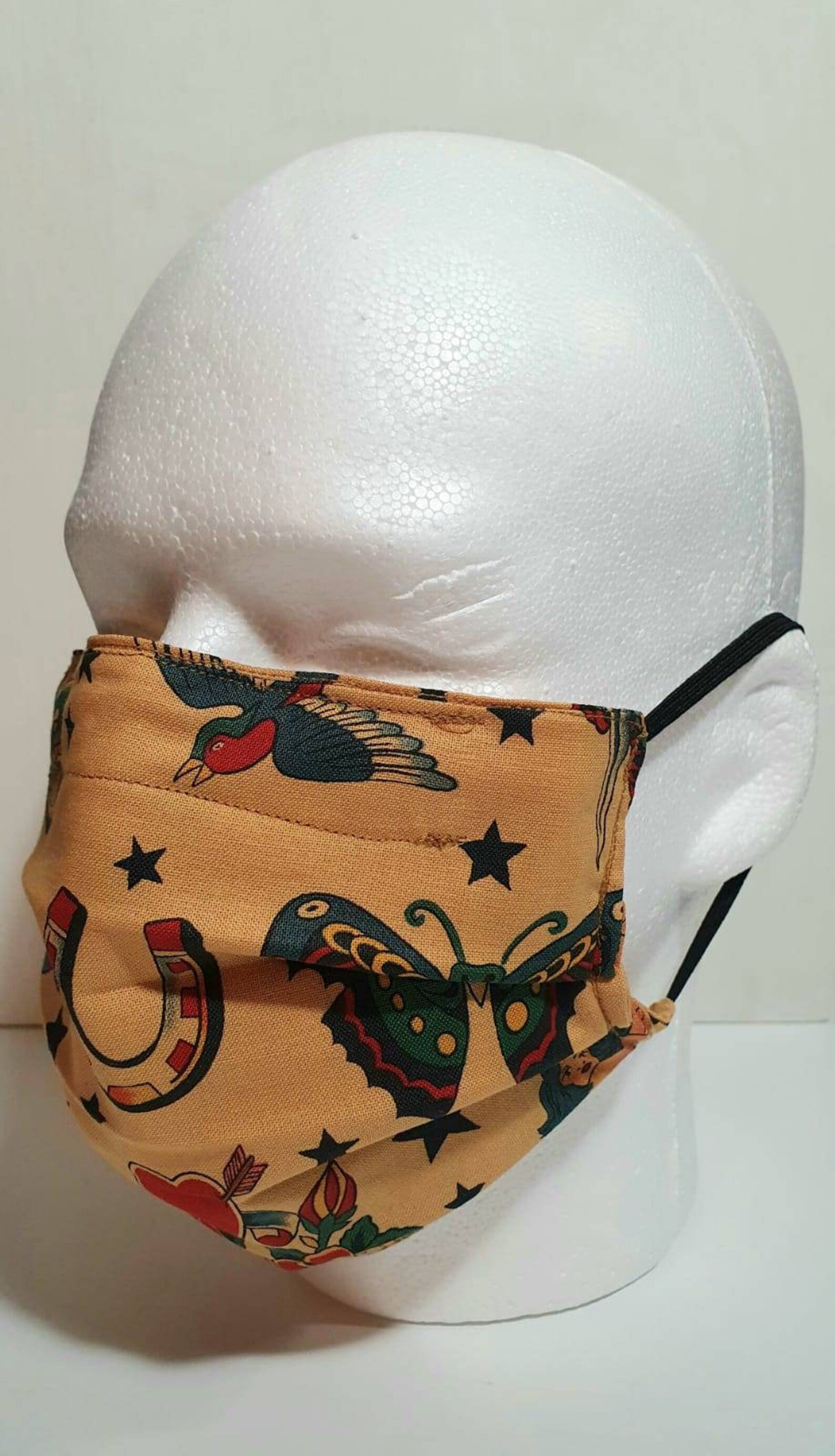 Handmade Reusable Tattoo Face Masks triple layer pleated Etsy