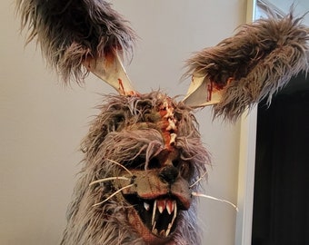 Furry Burlap Boned Bunny Mask, Bone,Evil,Halloween,Rabbit, Scary,Killer,Horror,Animal, Creepy,Scarecrow, Handmade, Prop, Tactical, Cosplay