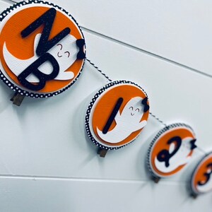 Spooky ONE - Birthday Ghosts - Little BOO - Monthly Milestone Banner - Halloween First Birthday - ORANGE