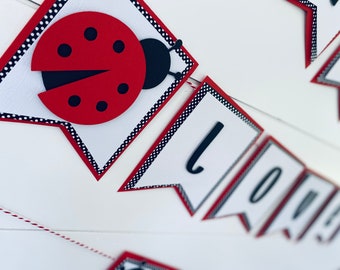 Ladybug - Little Lovebug - Personalized Happy Birthday banner