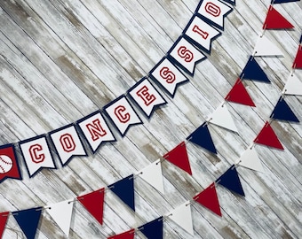 Baseball Birthday- Little Slugger Party - Rookie of the Year Party - Concessions Banner and Flags