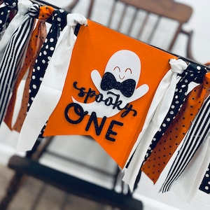 Little Boo - The Spooky ONE - first birthday Highchair banner - ORANGE