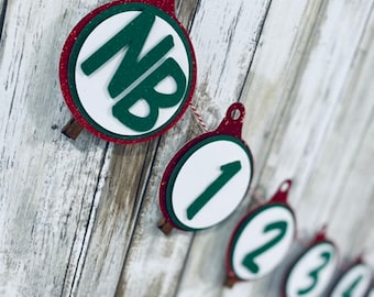 Christmas Birthday - holiday birthday - Monthly Milestone Banner - First Birthday - Ornaments