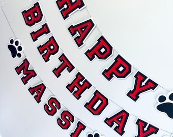 Georgia - Bulldogs - Pawprint - Customizable - Personalized Happy Birthday Banner - Football Party