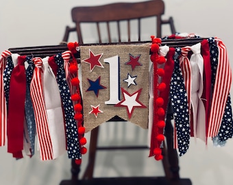 Little Firecracker/Patriotic/4th of July HighChair Birthday Banner