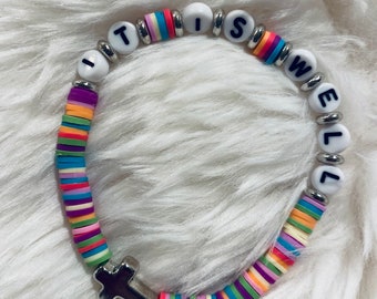 IT IS WELL - stack bracelets - custom bracelet - beaded bracelet - heisha bracelet - Christian jewelry