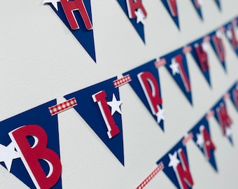 Little Firecracker/ Patriotic Personalized Happy Birthday Banner - patriotic birthday