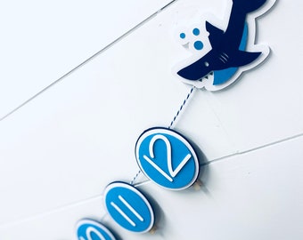 Shark Birthday Monthly Milestone Banner - Shark party