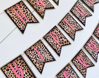 Cheetah birthday  - Happy Birthday “Name” Banner , personalized