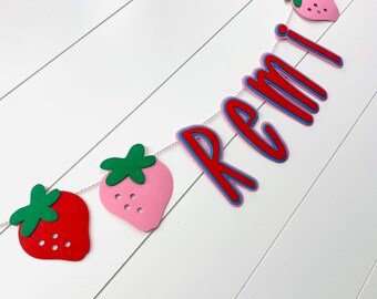 Strawberry - Berry Sweet Birthday Banner Personalized - Berry First Birthday