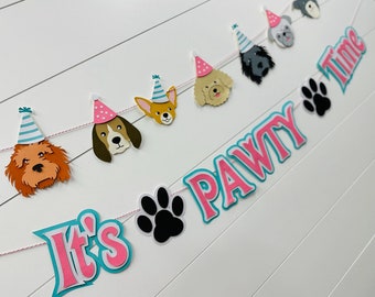 Puppy Dog Birthday - It's A PAWty - Puppy theme birthday - Doodle party - ITS A PAWTY and puppy banner