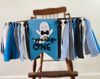 Little Boo -BOY - The Spooky ONE - first birthday Highchair banner