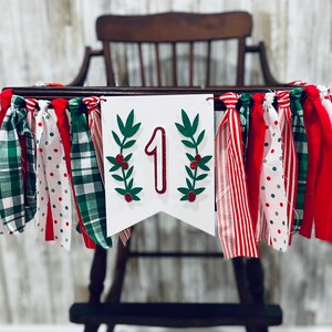 Christmas Birthday - holiday birthday - Christmas baby - HOLLY BERRY Highchair banner