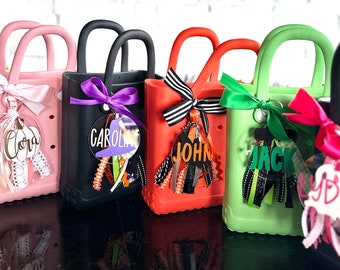 Halloween Bag Tags - Tote Bag Tassel, Personalized key chain, backpack tag, acrylic monogram bag tag personalized - Trick-or-Treat bag tags