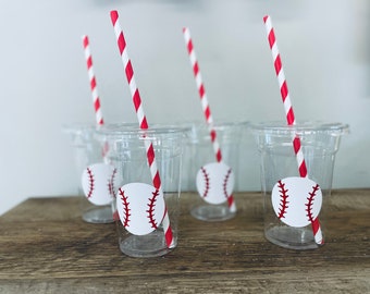 Baseball Birthday Cups - Rookie of the Year - Little Slugger - disposable party cups, 9oz cup, lid, paper straw