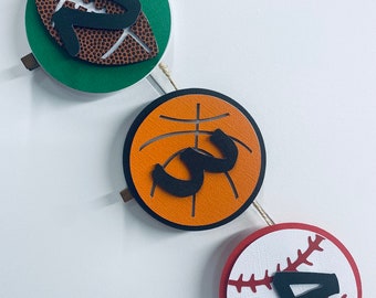 Multi-Sport - Baseball, Basketball, Football- Birthday Monthly Milestone Banner