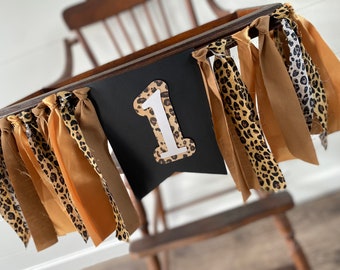 Cheetah birthday  - Animal Print Birthday - Highchair banner