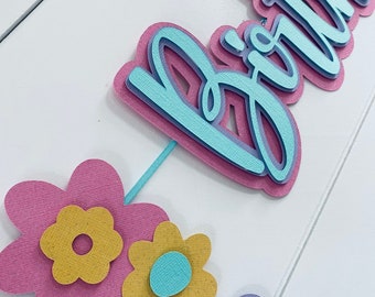 Spring Floral Birthday Banner, Boho style - personalized flower banner - flower child birthday