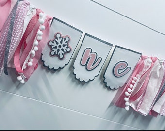 Winter ONEderland - Christmas Birthday Highchair Banner - First Birthday - snowflake