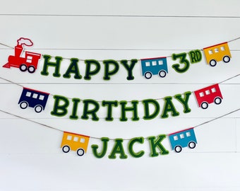 Choo Choo Train Birthday - Happy Birthday banner - train party - planes, trains, automobiles