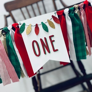 Christmas Birthday - holiday birthday - Christmas baby - TWINKLY LIGHTS Highchair banner