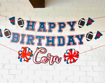 Auburn Tigers - Auburn Cheerleader - Customizable - Personalized Happy Birthday Banner - Football Cheerleader Party - Pom Poms